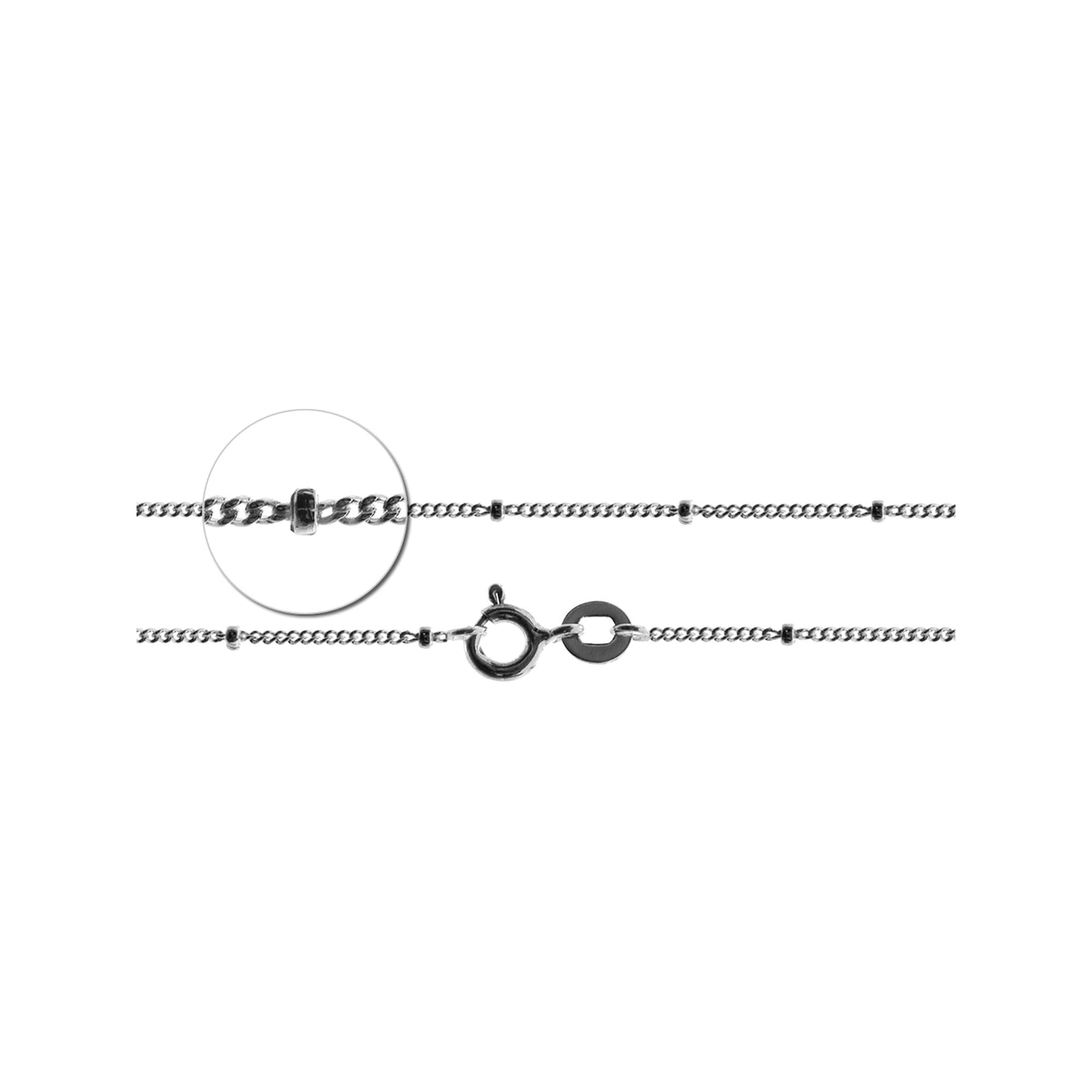 18" Extra fine silver curb satellite chain