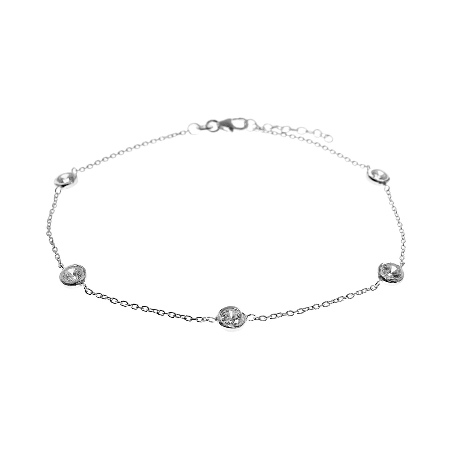 Kenzie inline CZ silver anklet