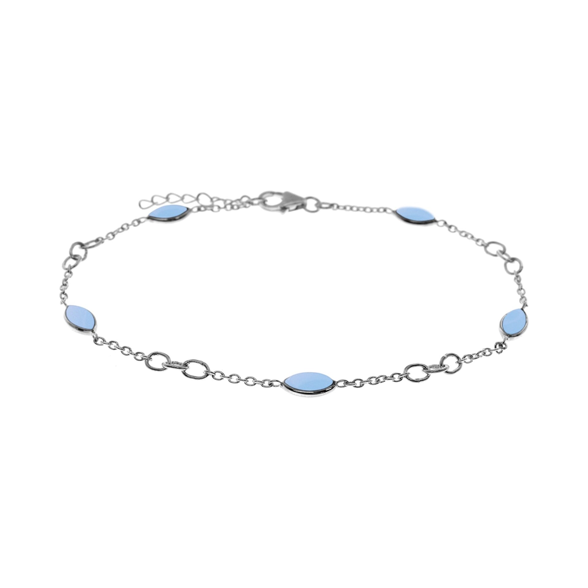 Ivy marquis blue chalcedony & silver anklet