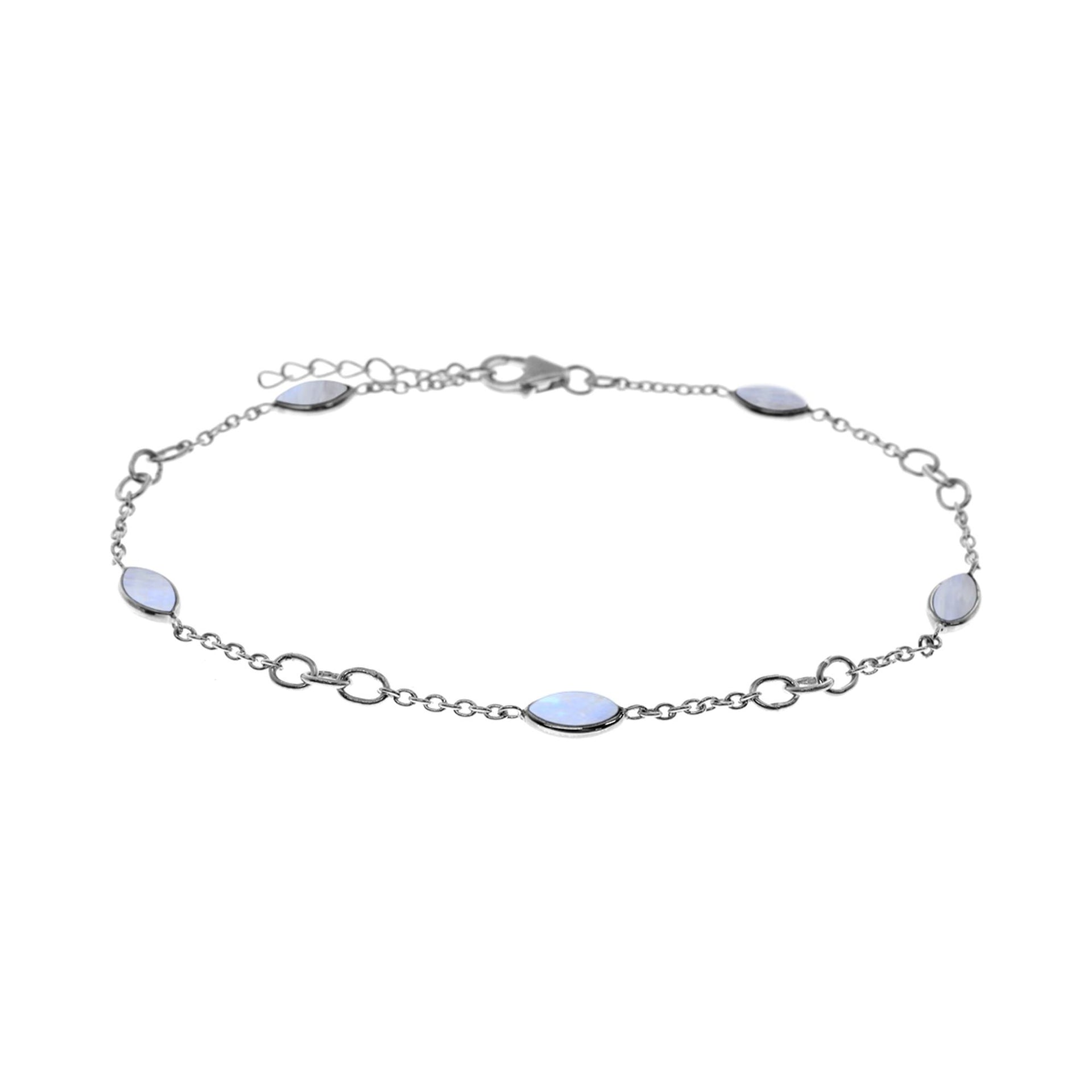 Ivy marquis rainbow moonstone & silver anklet
