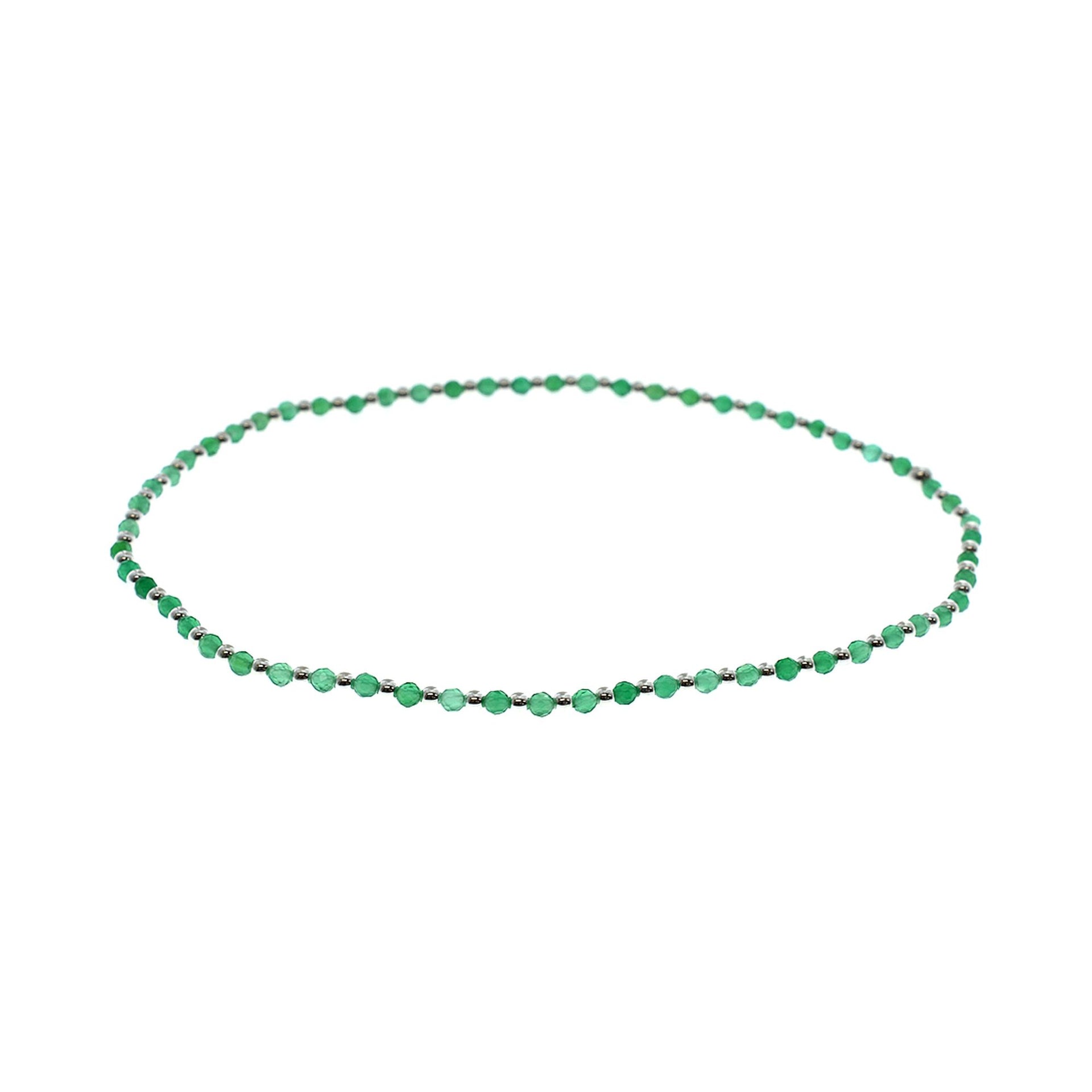 Avianna green agate & silver bead stretch anklet