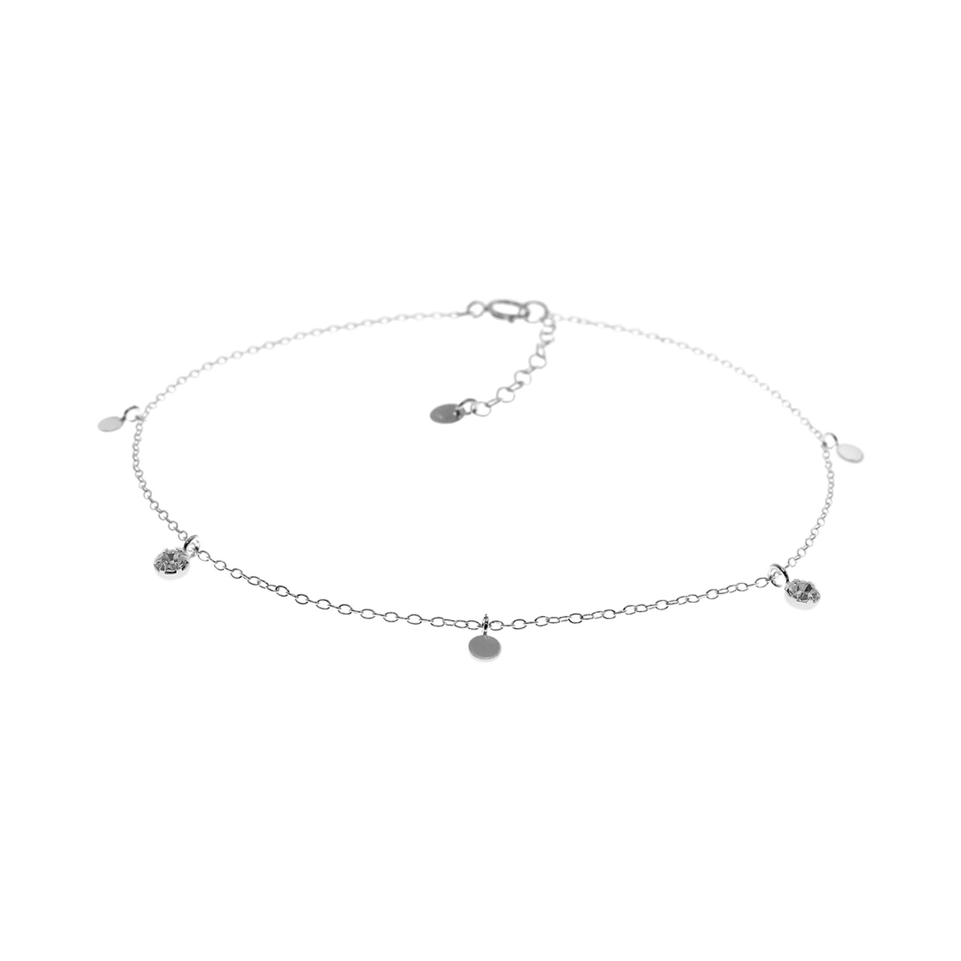 Kenzie silver anklet with CZ & disc charms