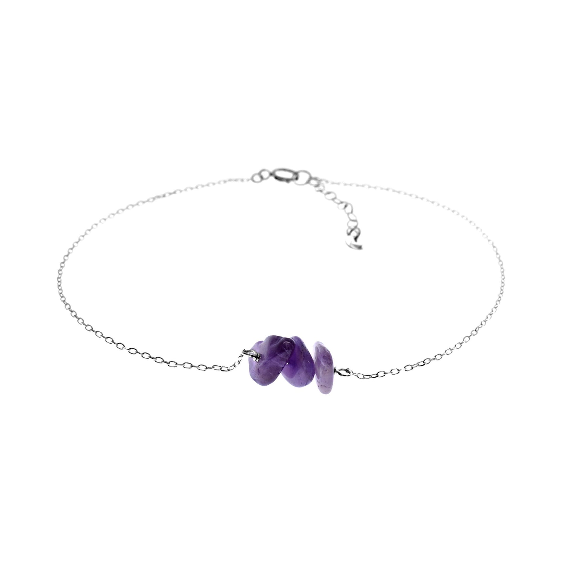 Josephine tumbled amethyst & silver anklet