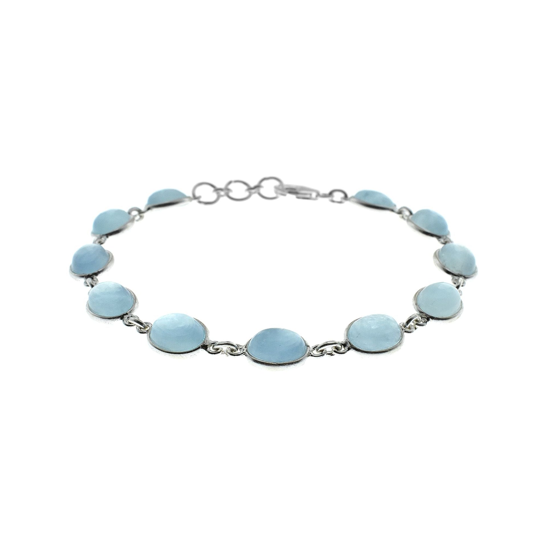 Bridget oval aquamarine and silver bracelet