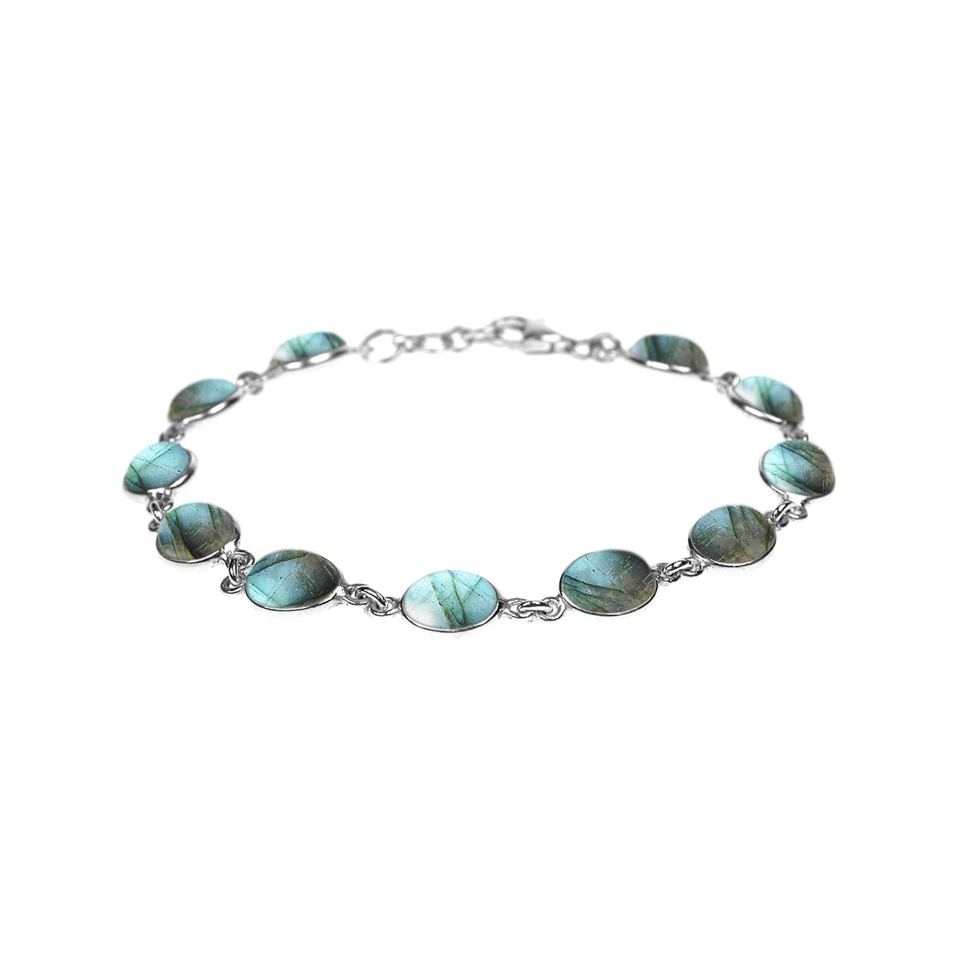 Bridget oval labradorite and silver bracelet