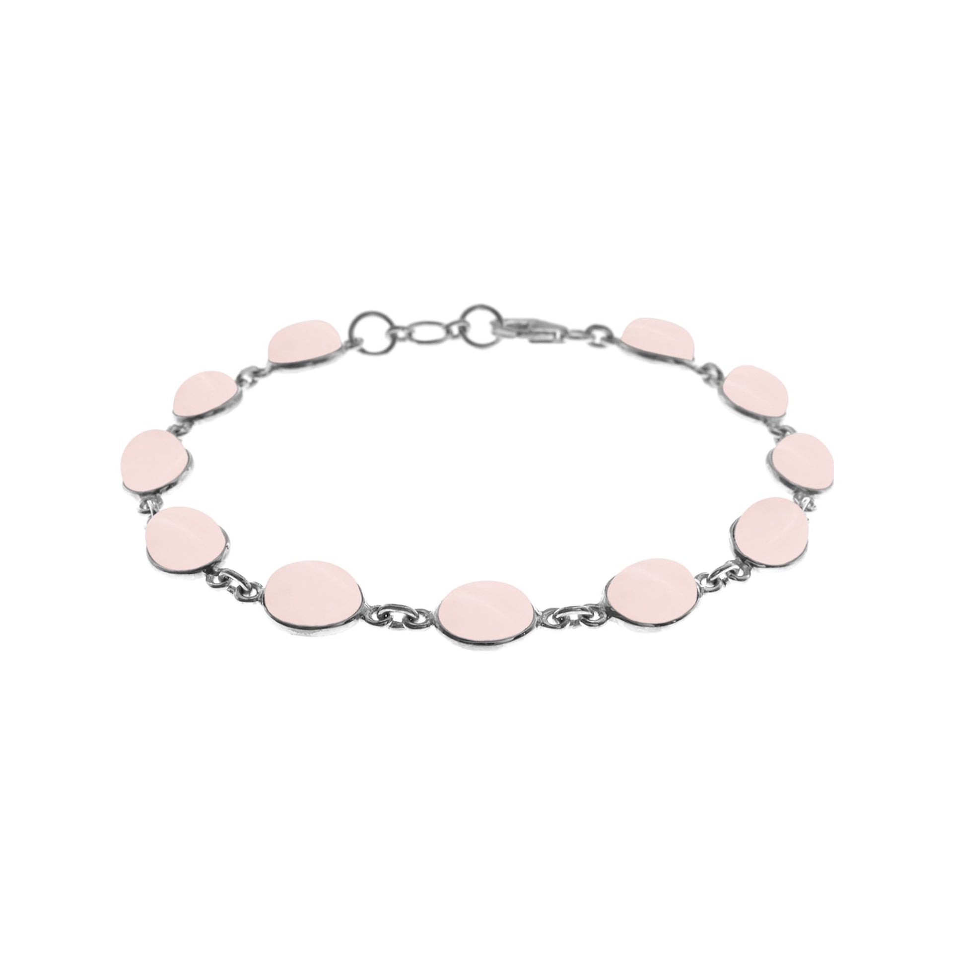 Bridget oval rose quartz and silver bracelet