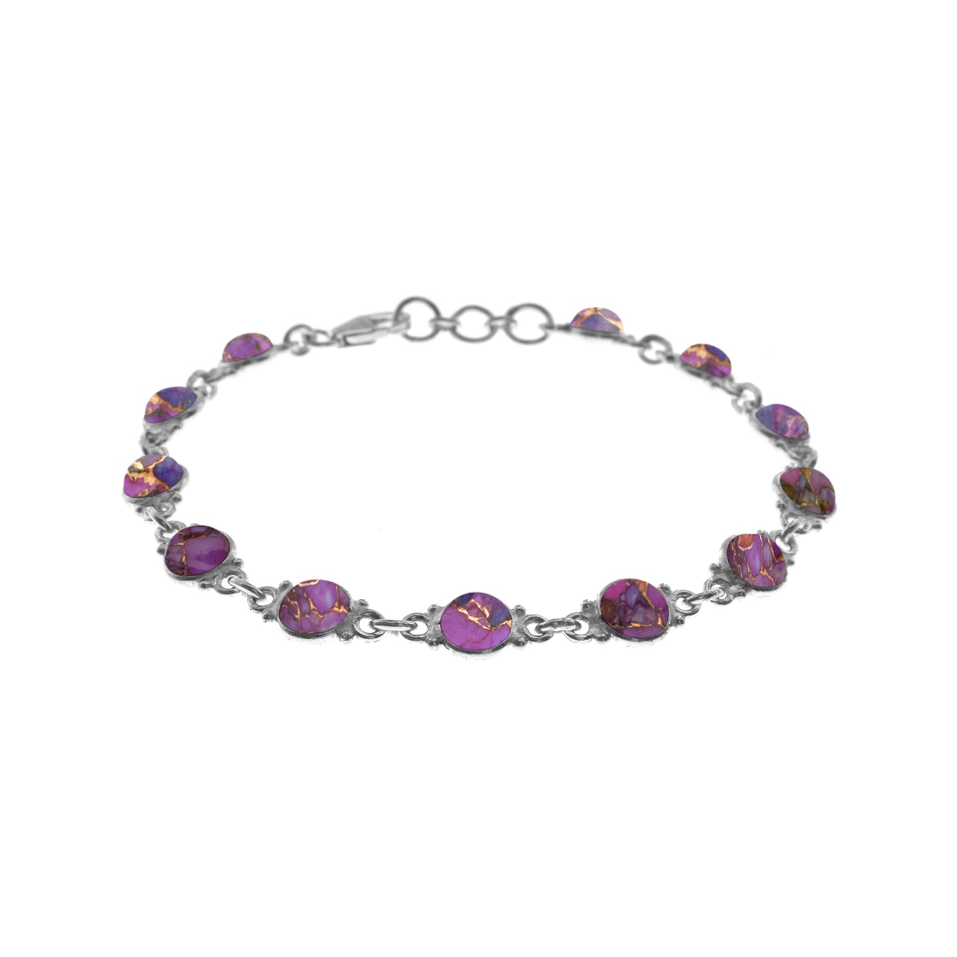 Bridget round purple mohave turquoise and silver bracelet
