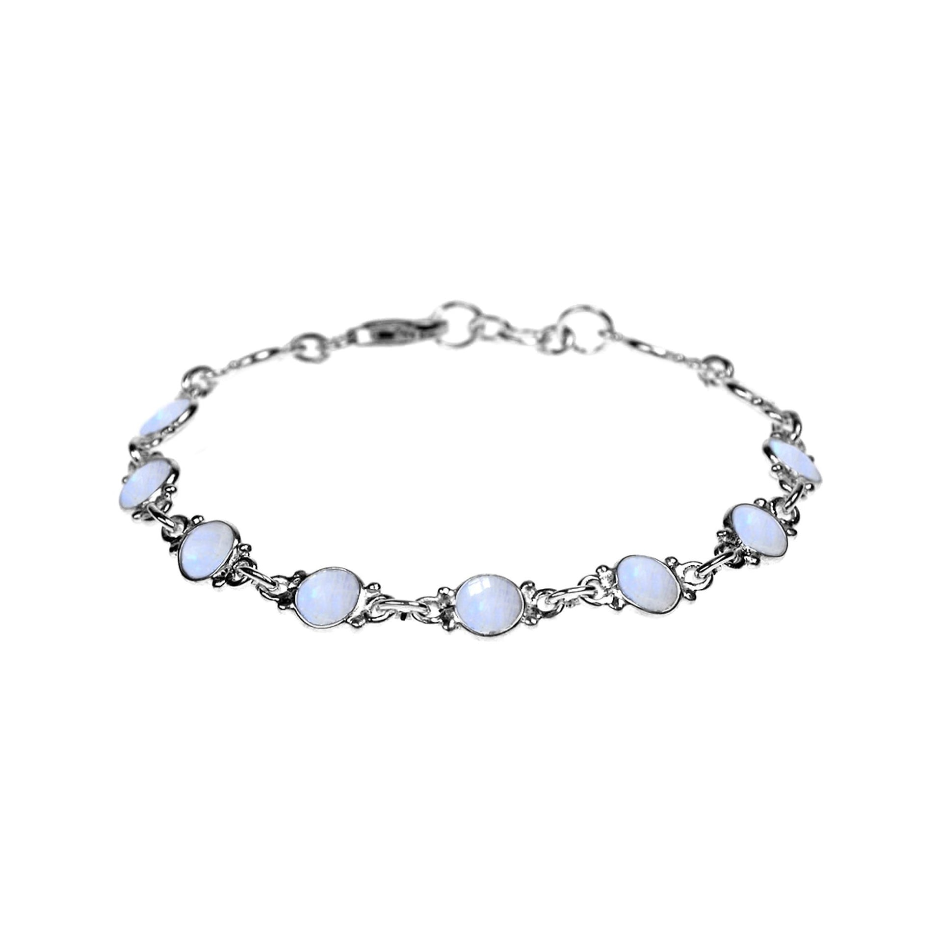 Bridget round rainbow and silver bracelet