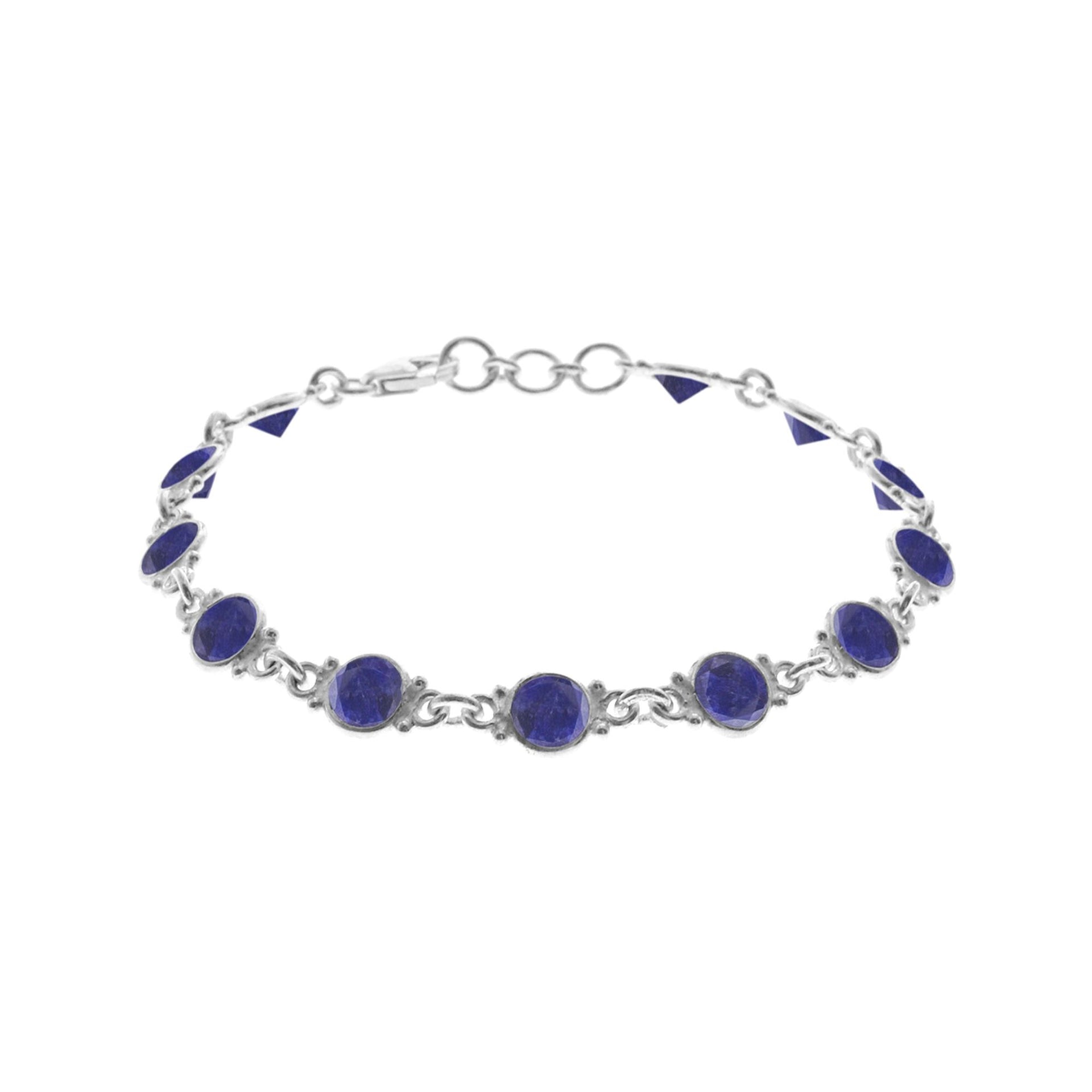 Bridget round sapphire quartz and silver bracelet