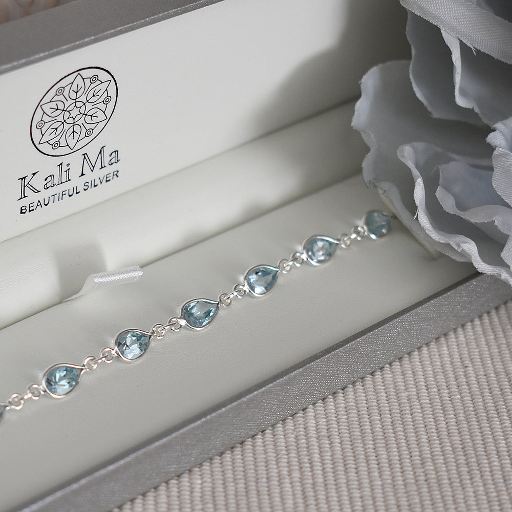 Bridget teardrop faceted blue topaz bracelet