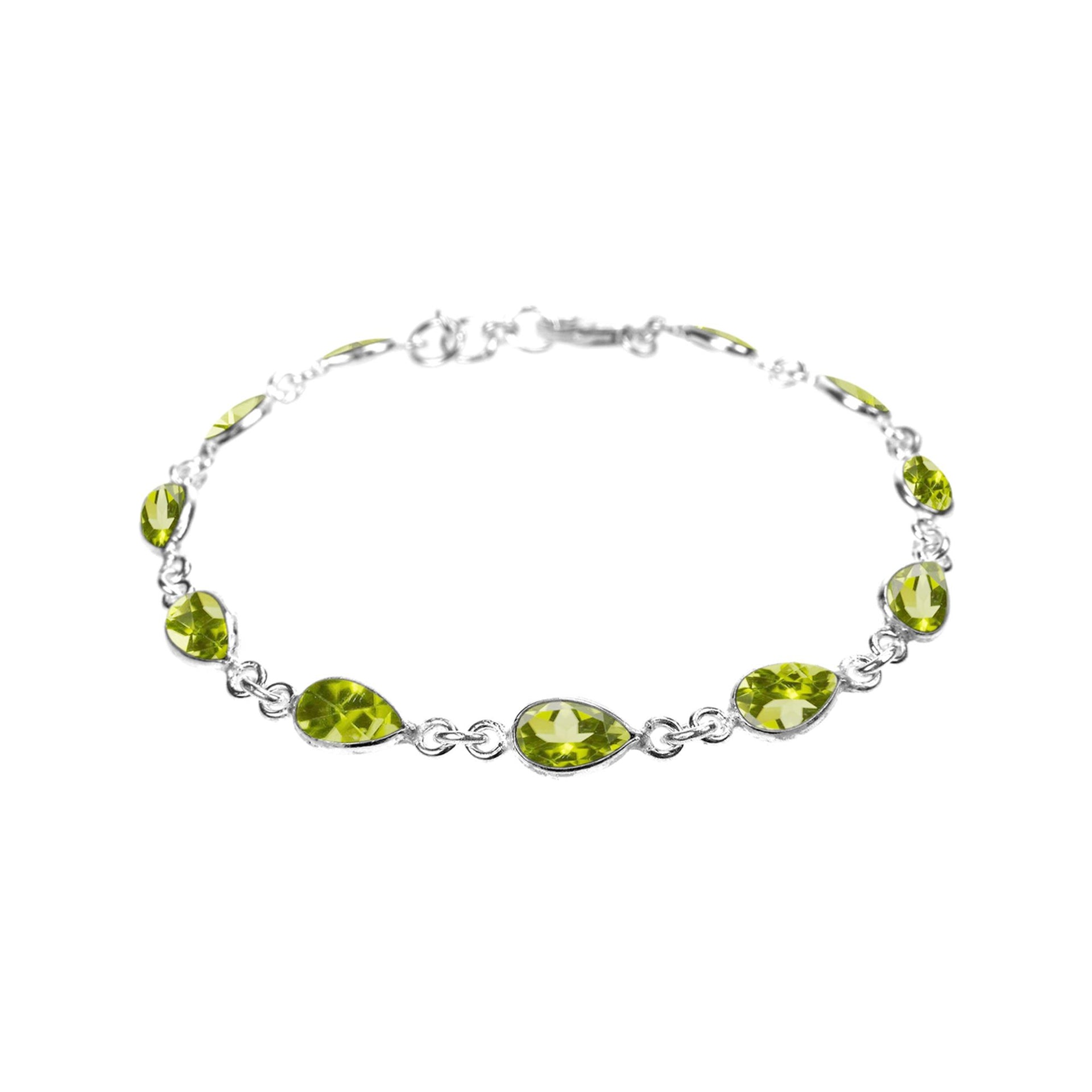 Bridget teardrop faceted peridot bracelet
