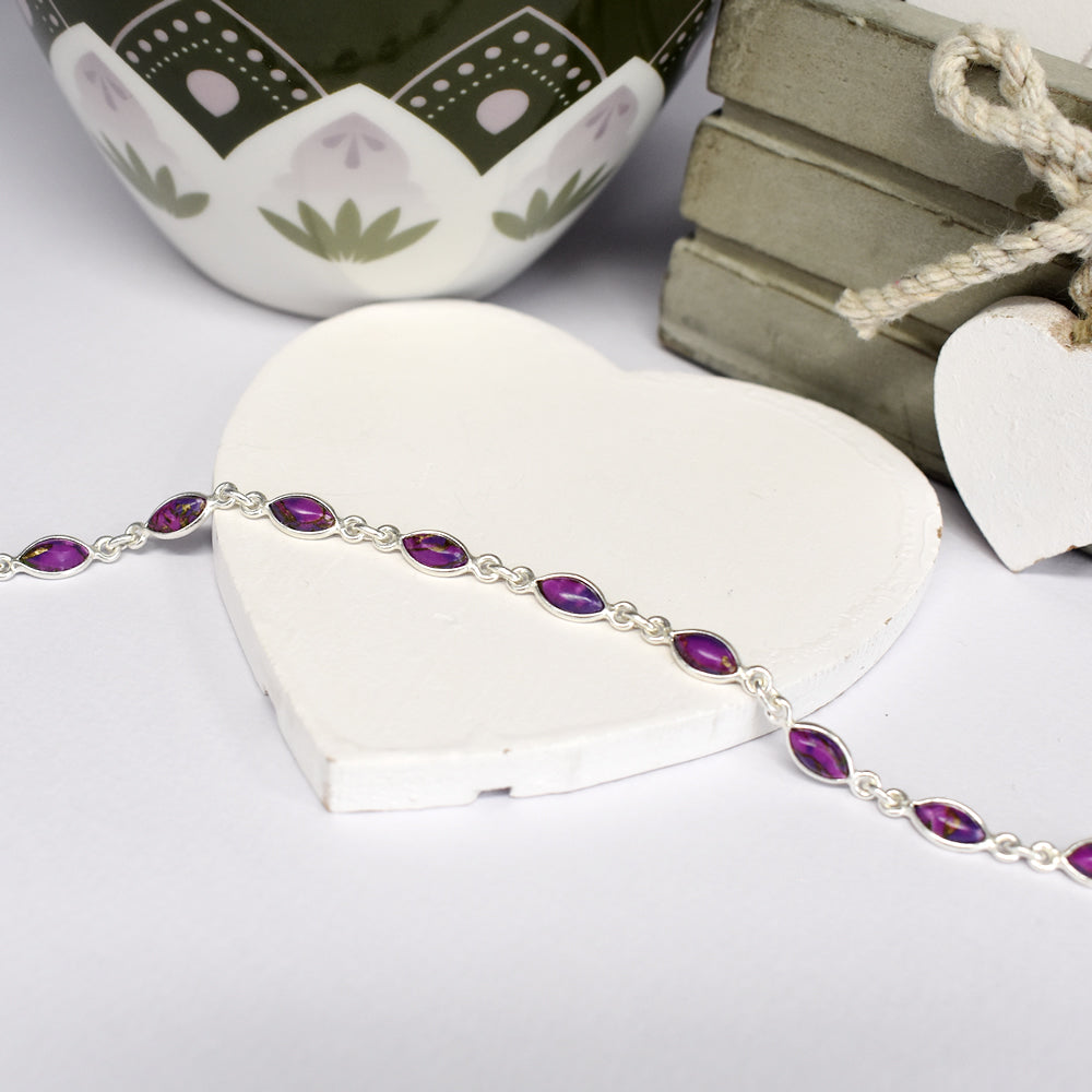 Bridget dainty marquis purple mohave turquoise bracelet