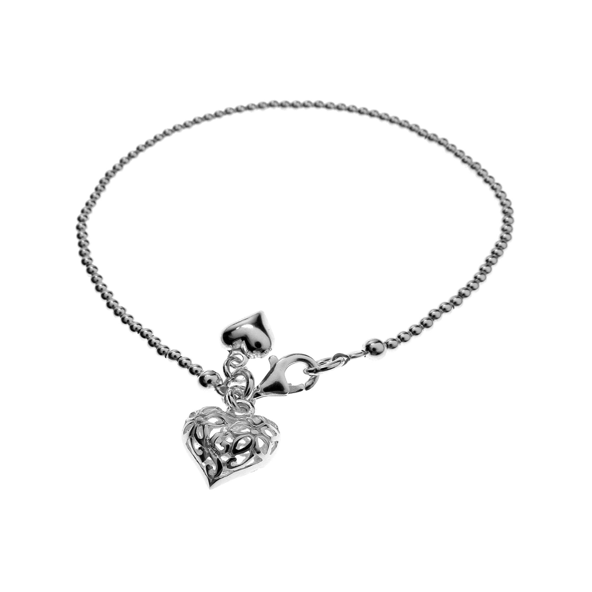 Lauren silver ball chain bracelet with heart charm