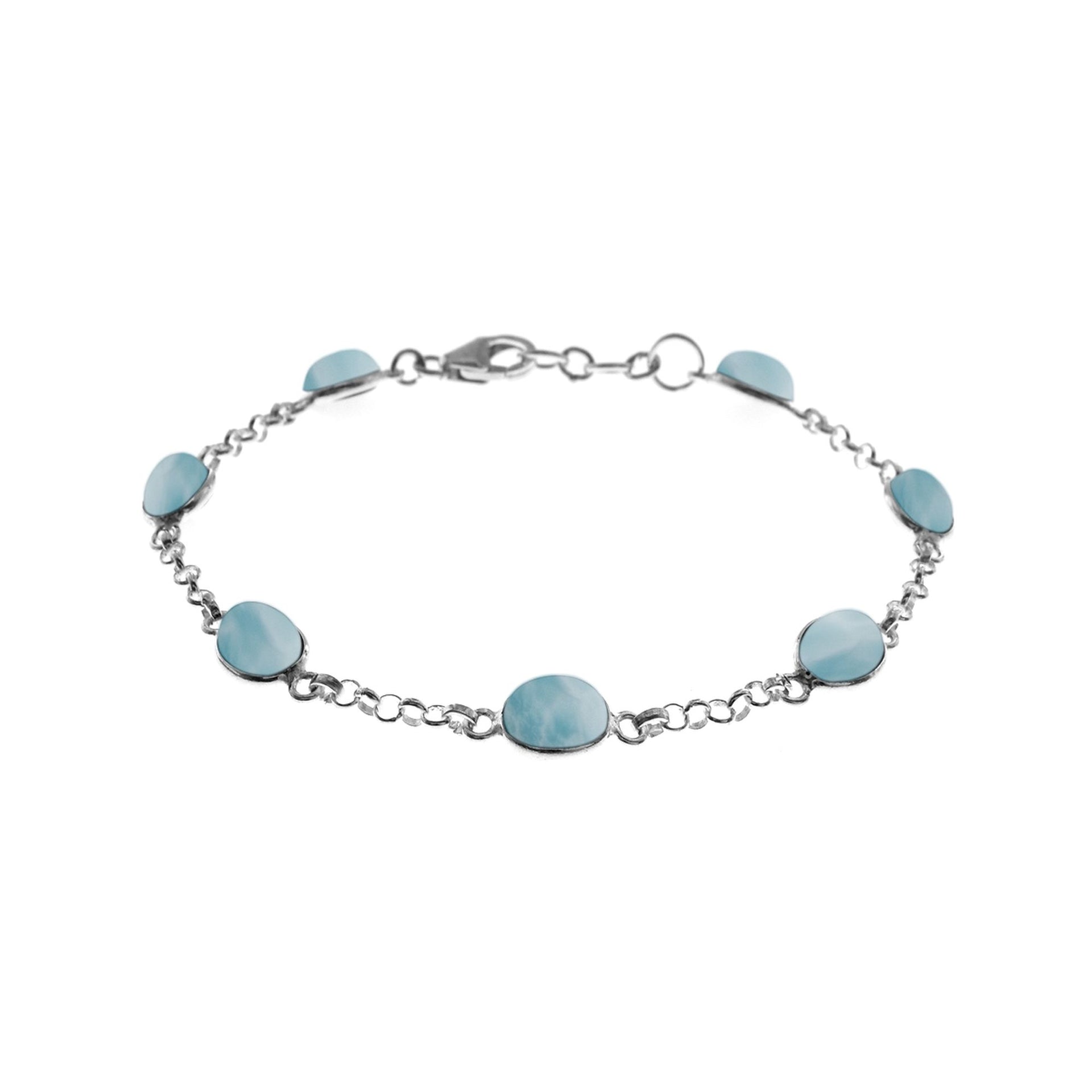Bridget chain linked larimar bracelet