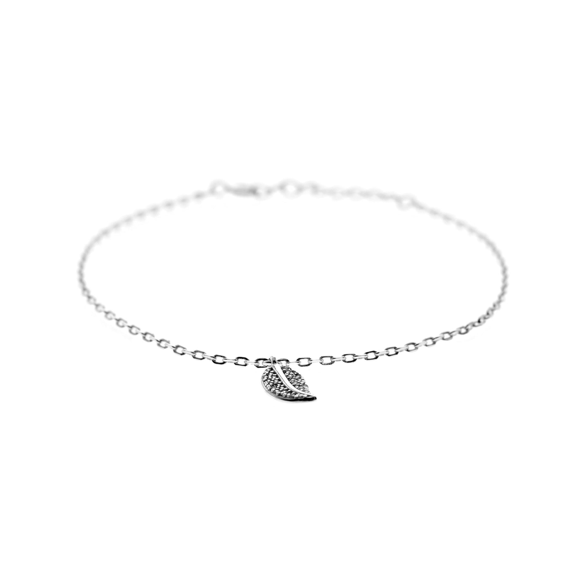 Alianna CZ silver leaf bracelet
