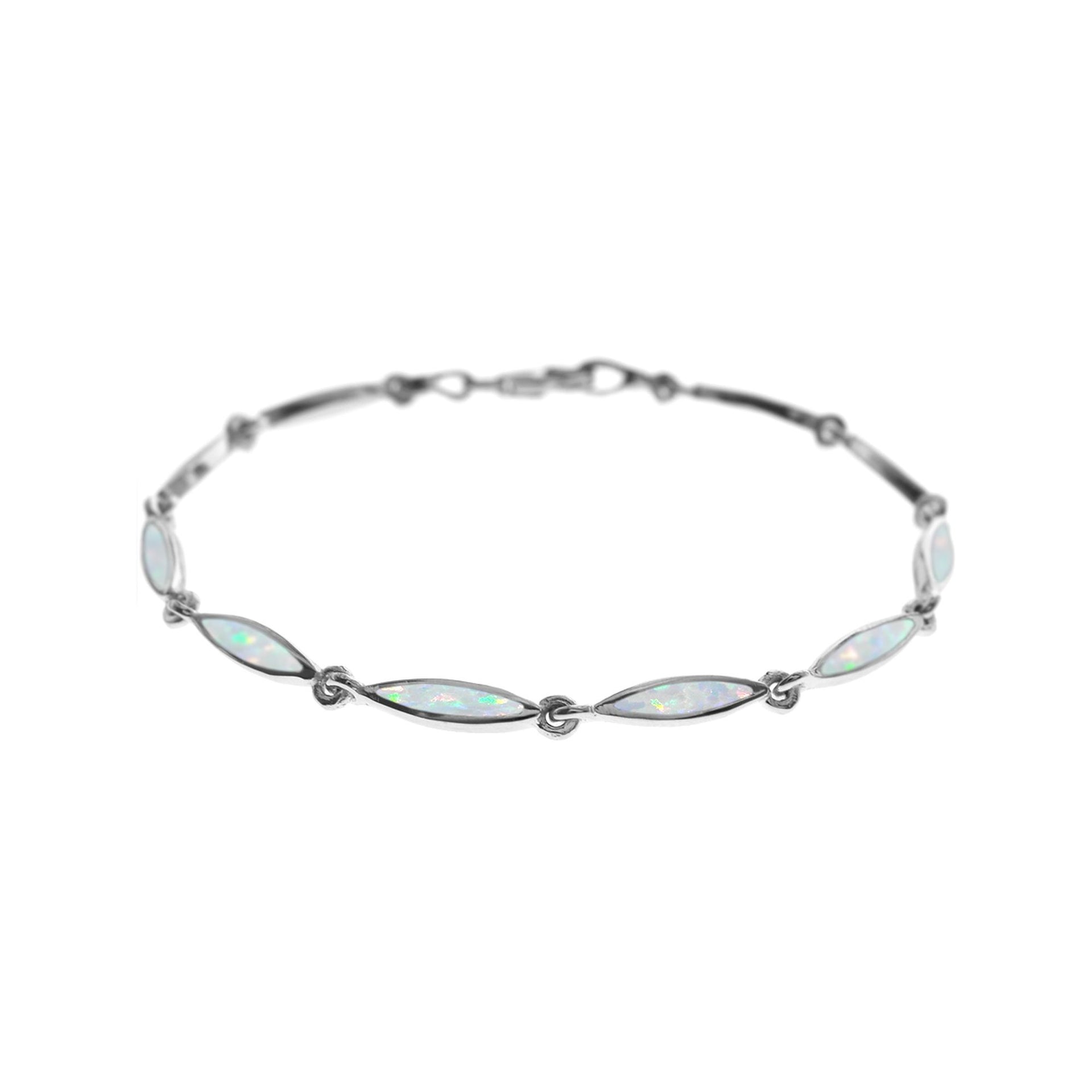 Diana white blue opalique & silver bracelet