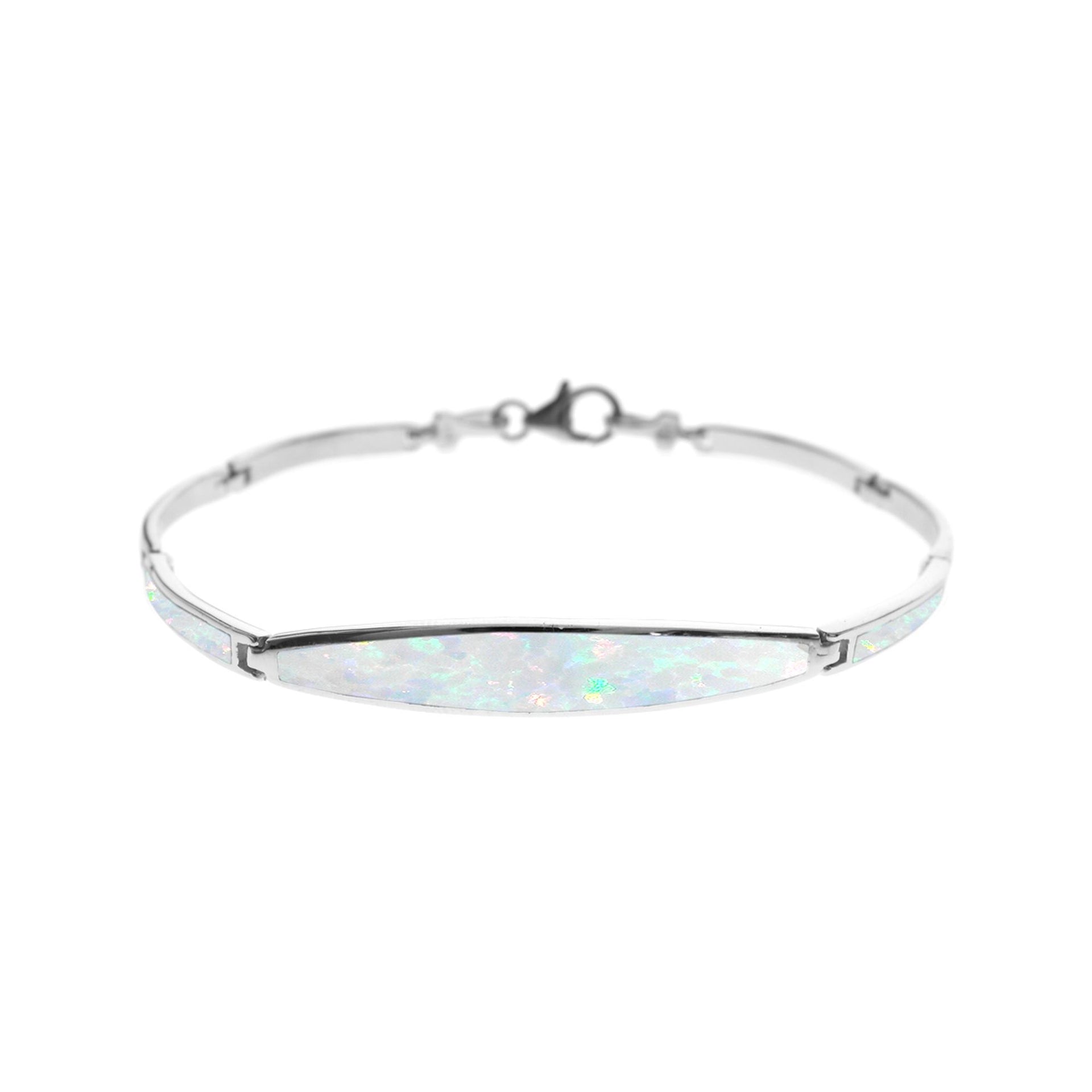 Celeste hinged white opalique & silver bangle