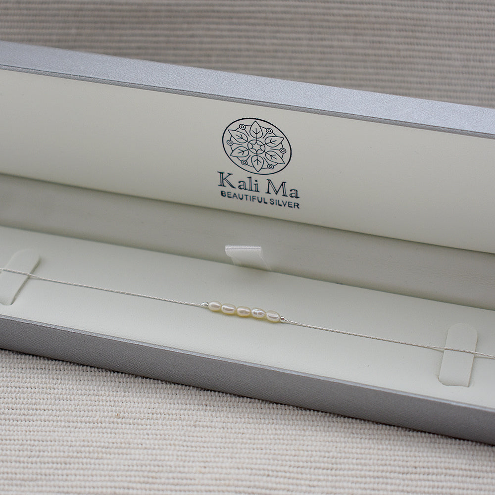 Martha dainty silver bracelet with cluster pearls