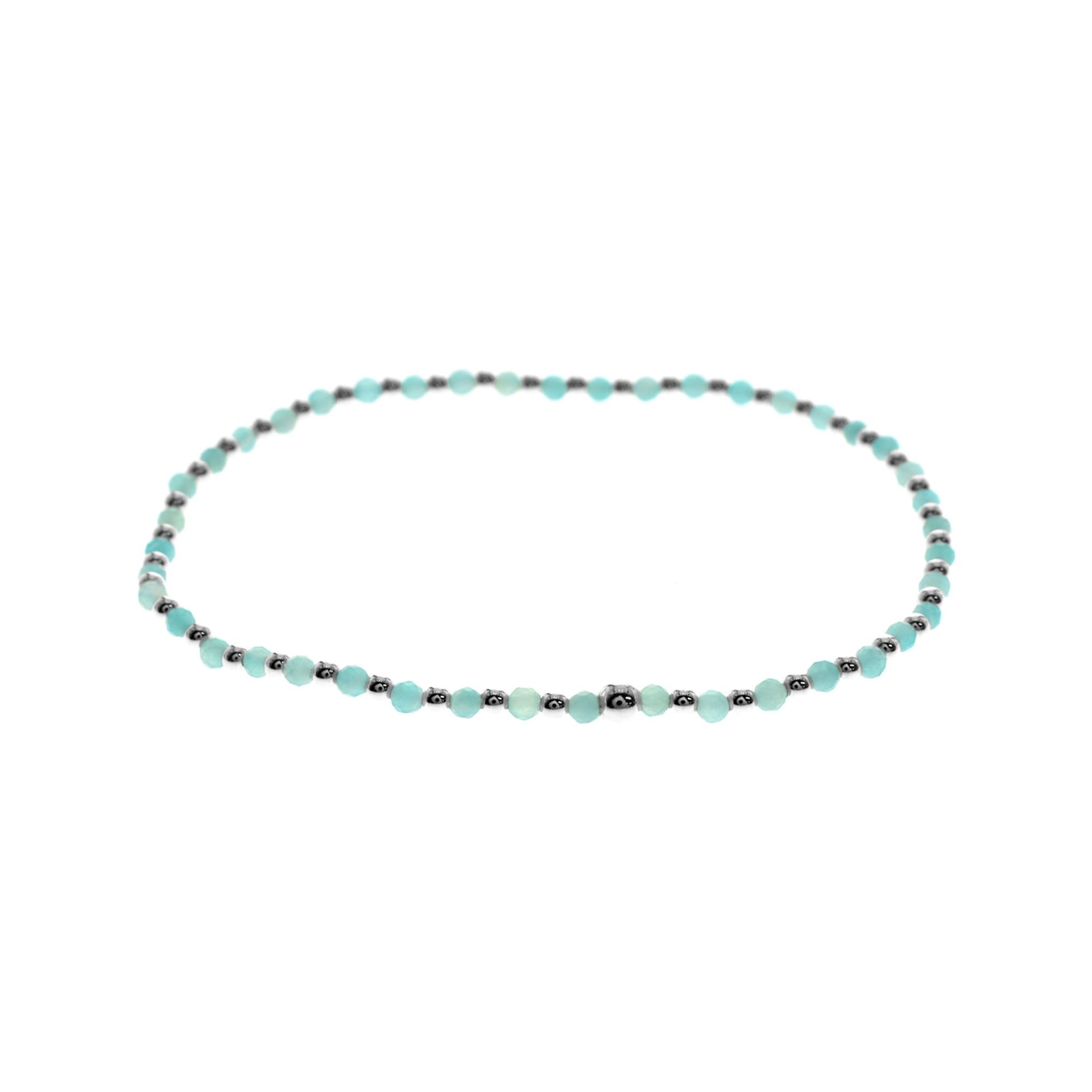 Avianna stretch amazonite & silver bead bracelet
