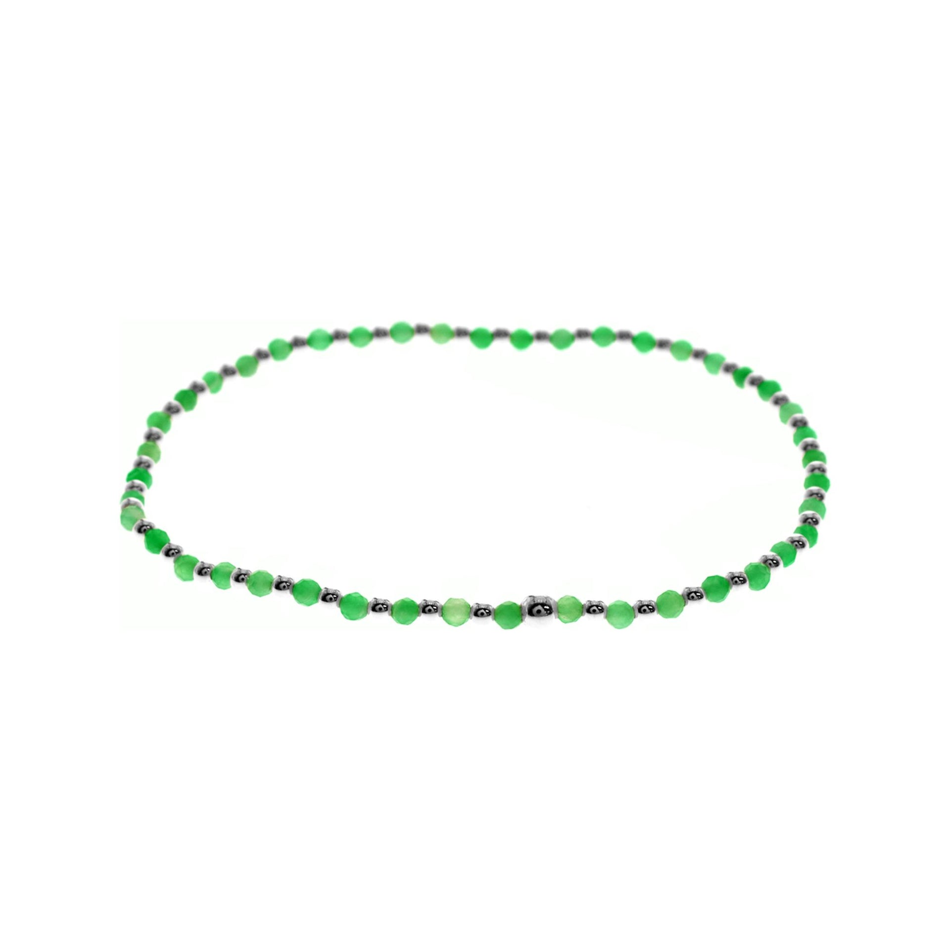 Avianna stretch green agate & silver bead bracelet