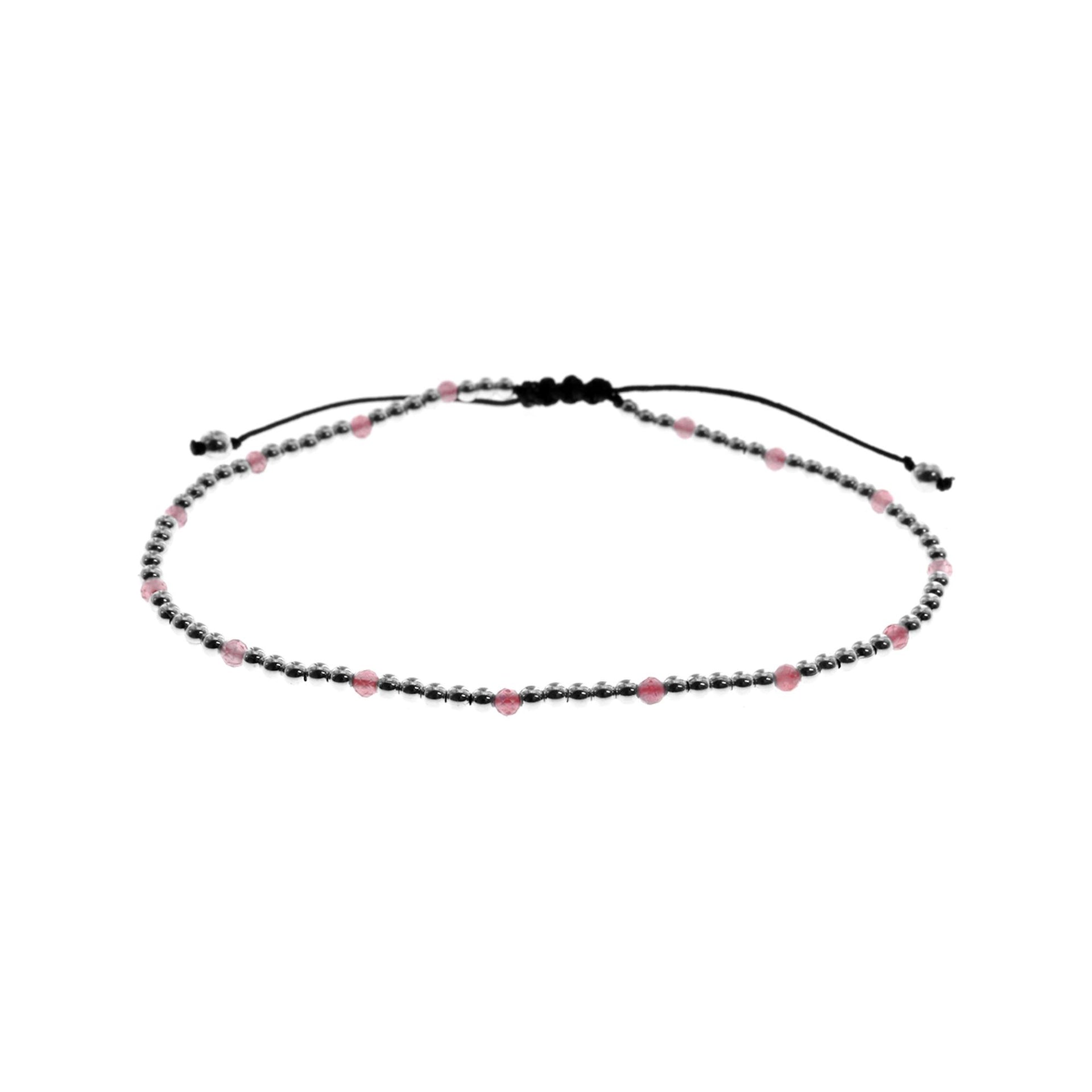 Avianna silver & pink tourmaline cotton bracelet