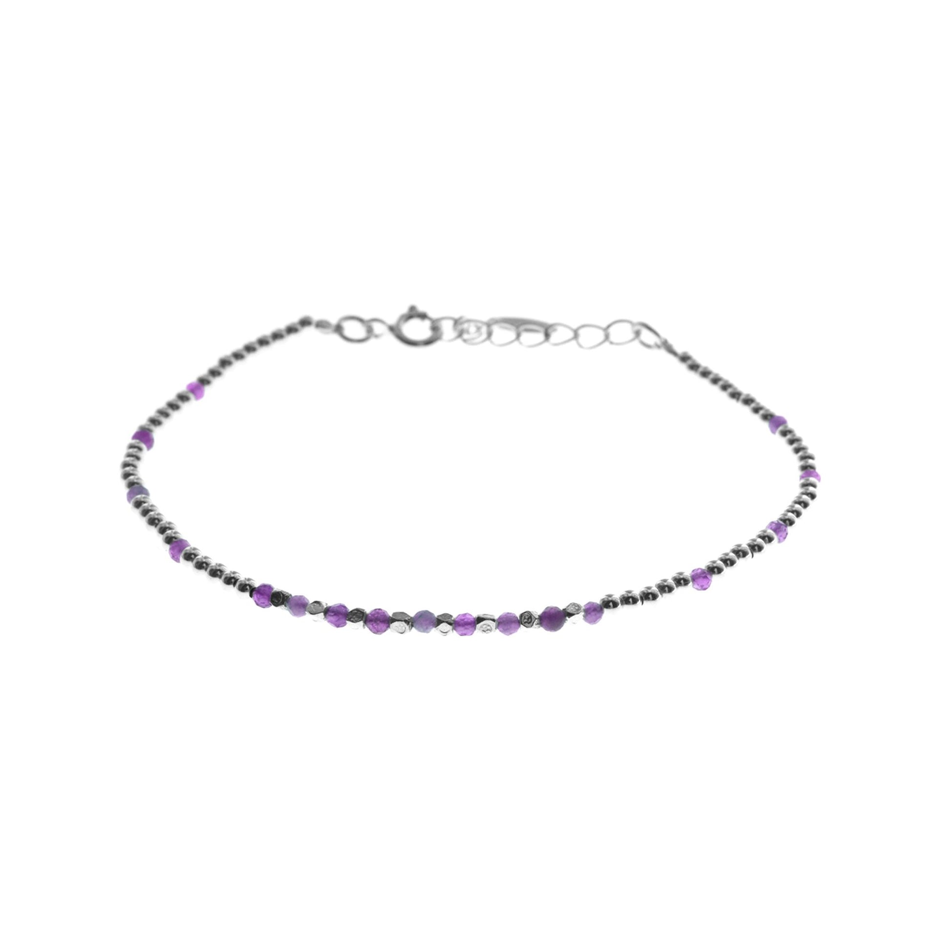 Avianna amethyst & silver bead clasped bracelet