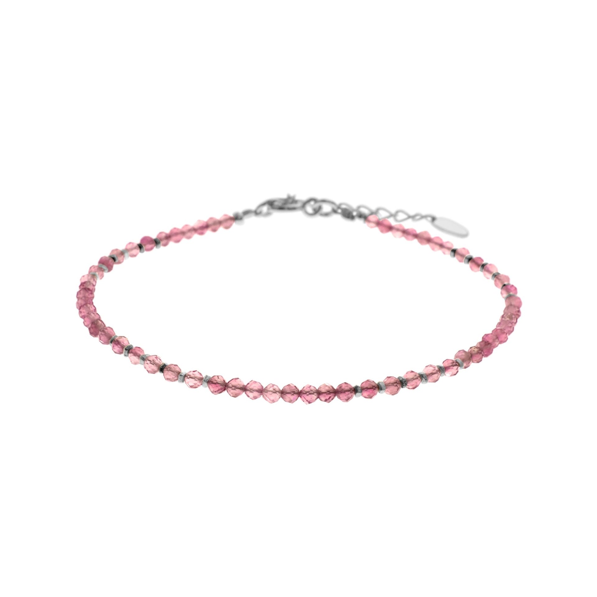 Sophia fine beaded pink tourmaline & silver bracelet