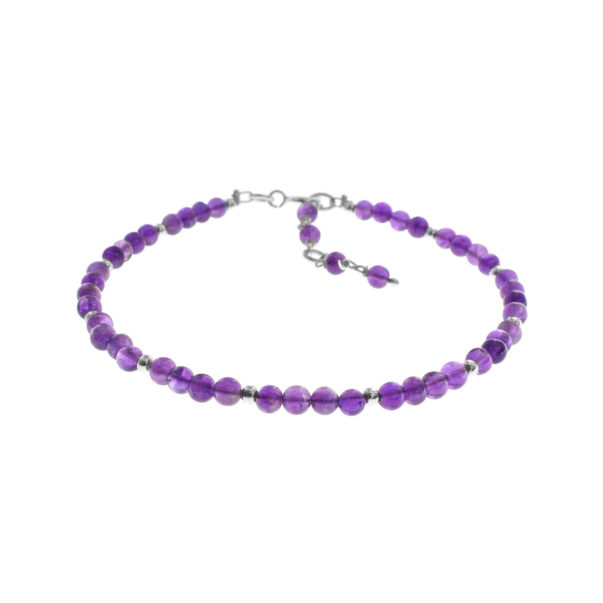 Jaelyn cluster amethyst & silver bead bracelet