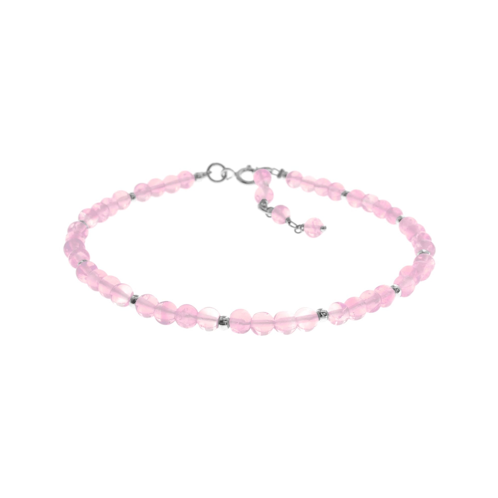 Jaelyn cluster rose quartz & silver bead bracelet