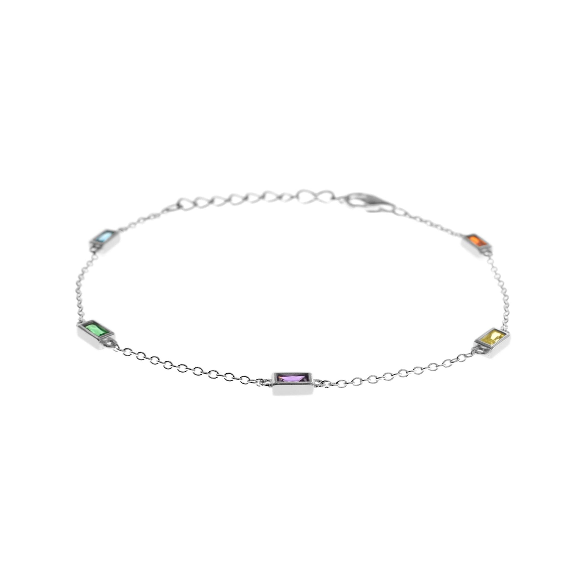 Heidi baguette cut rainbow CZ bracelet