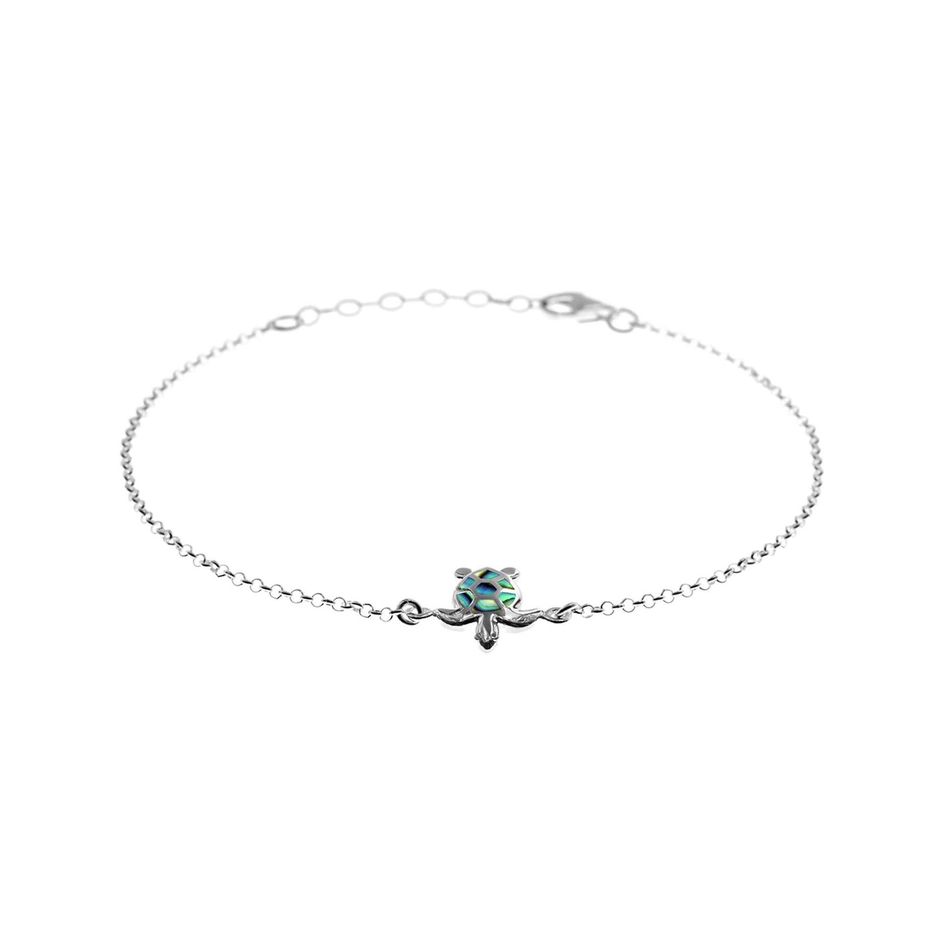 Leona paua shell & silver turtle bracelet