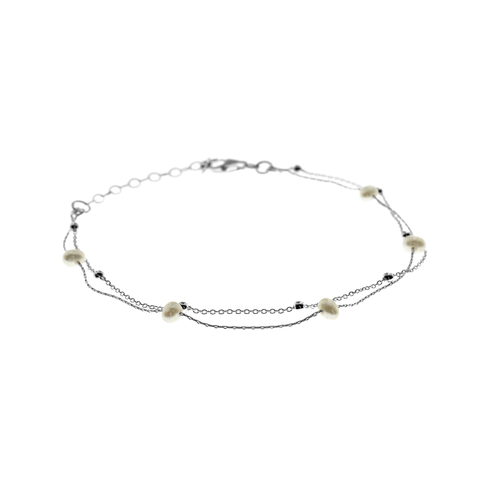 Blythe double strand pearl & satellite chain bracelet