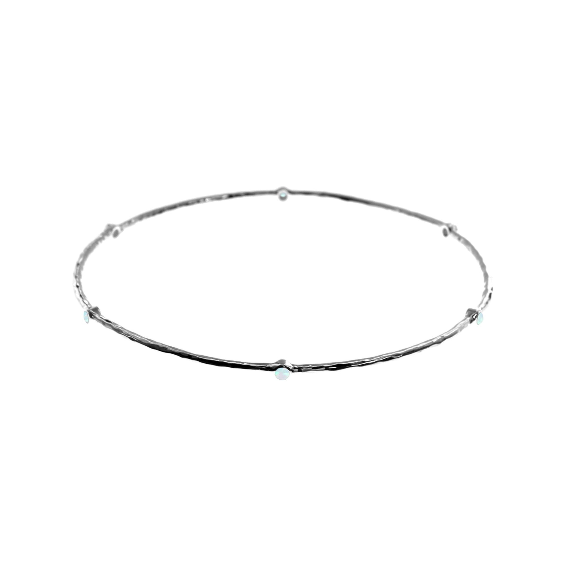Angelica silver & white opalique bangle
