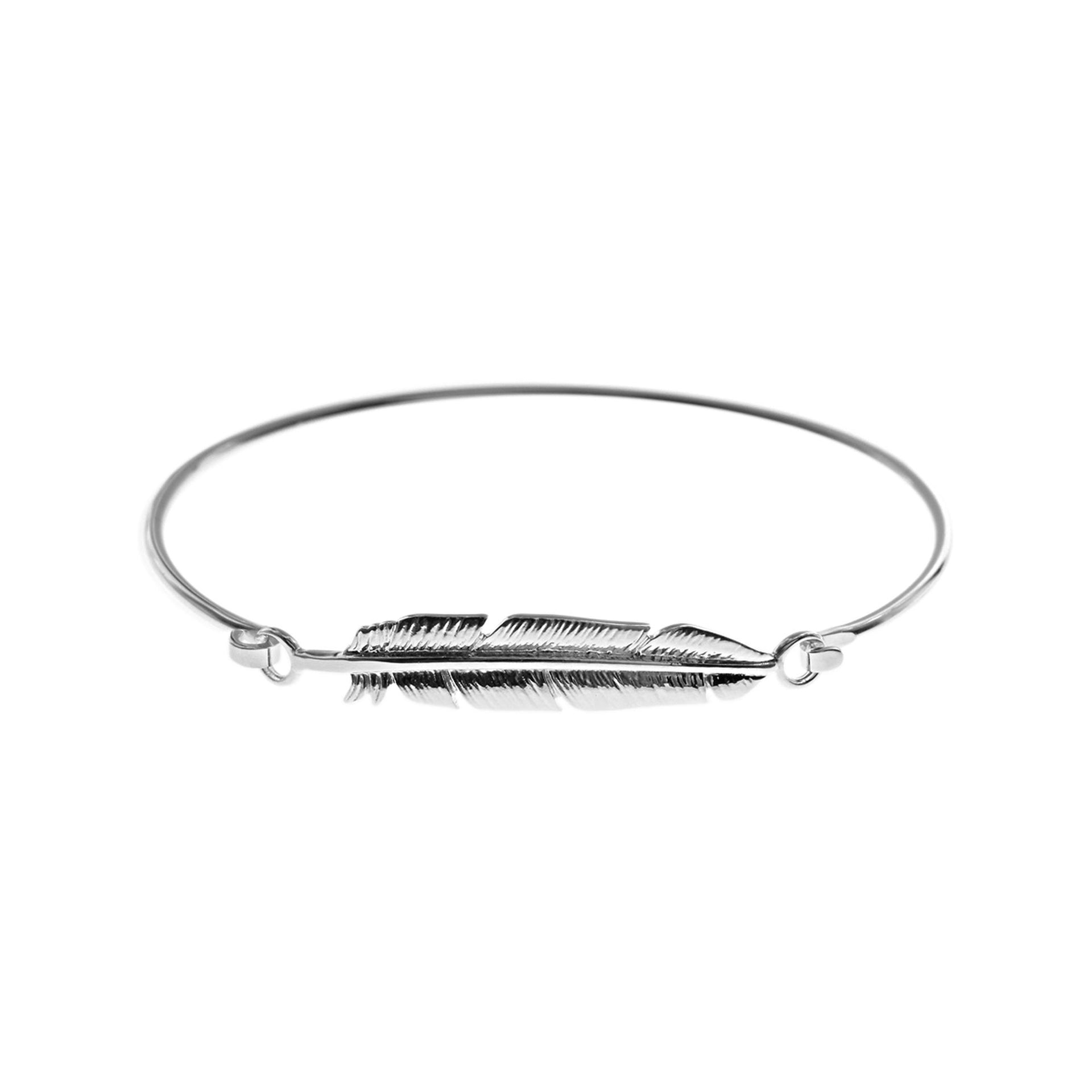 Zora silver feather bangle