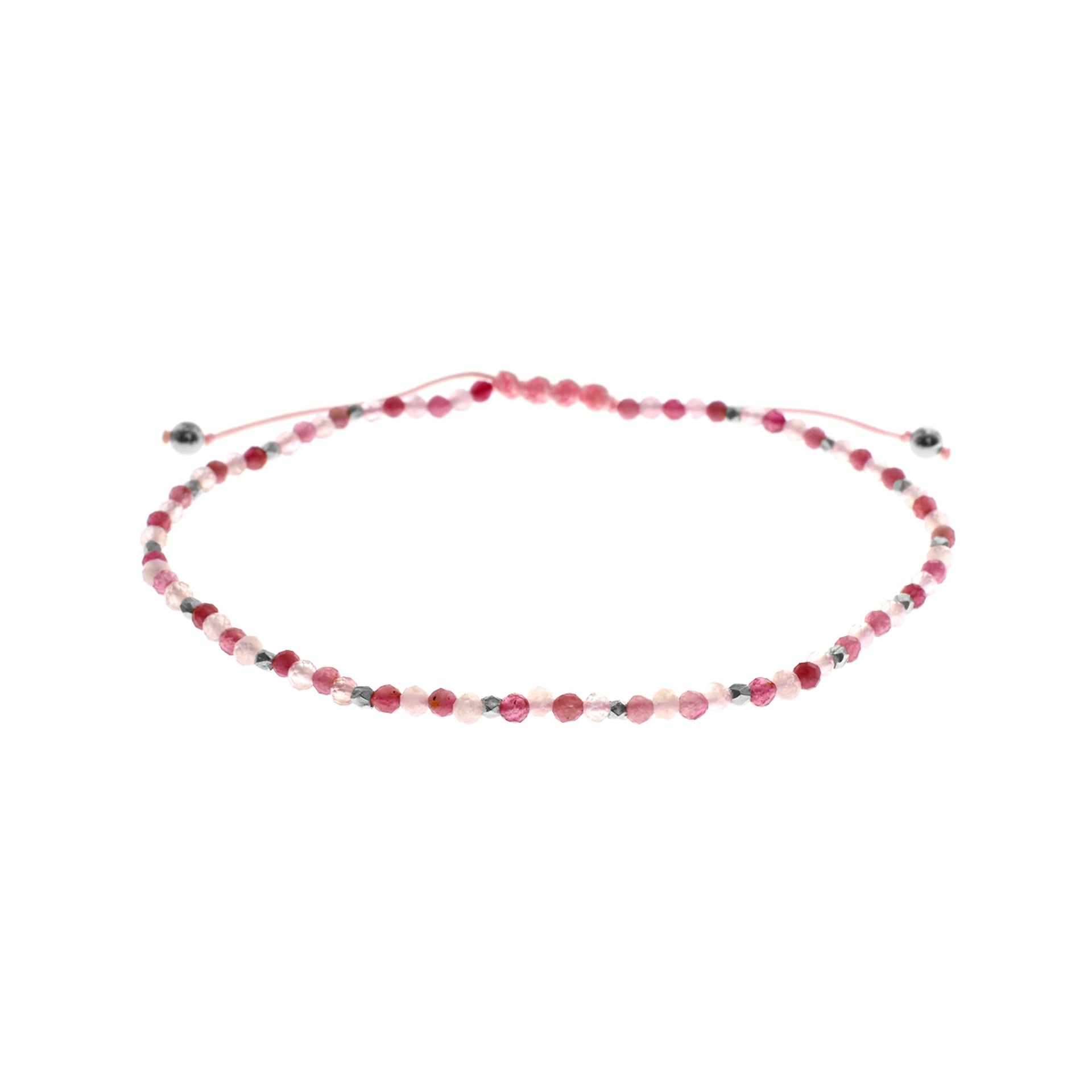 Avianna pink tourmaline & rose quartz cotton bracelet