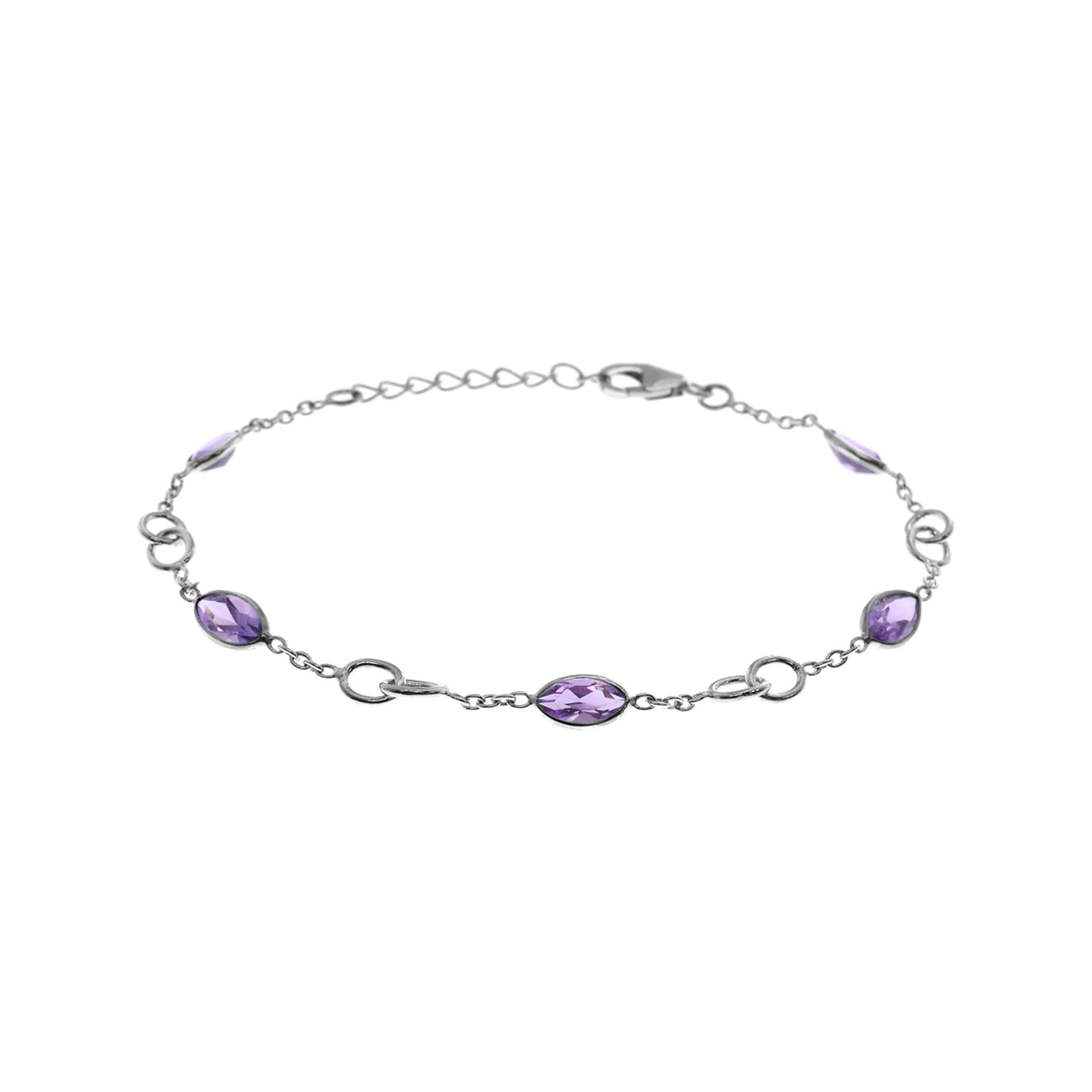 Bridget marquis amethyst & double loop silver bracelet
