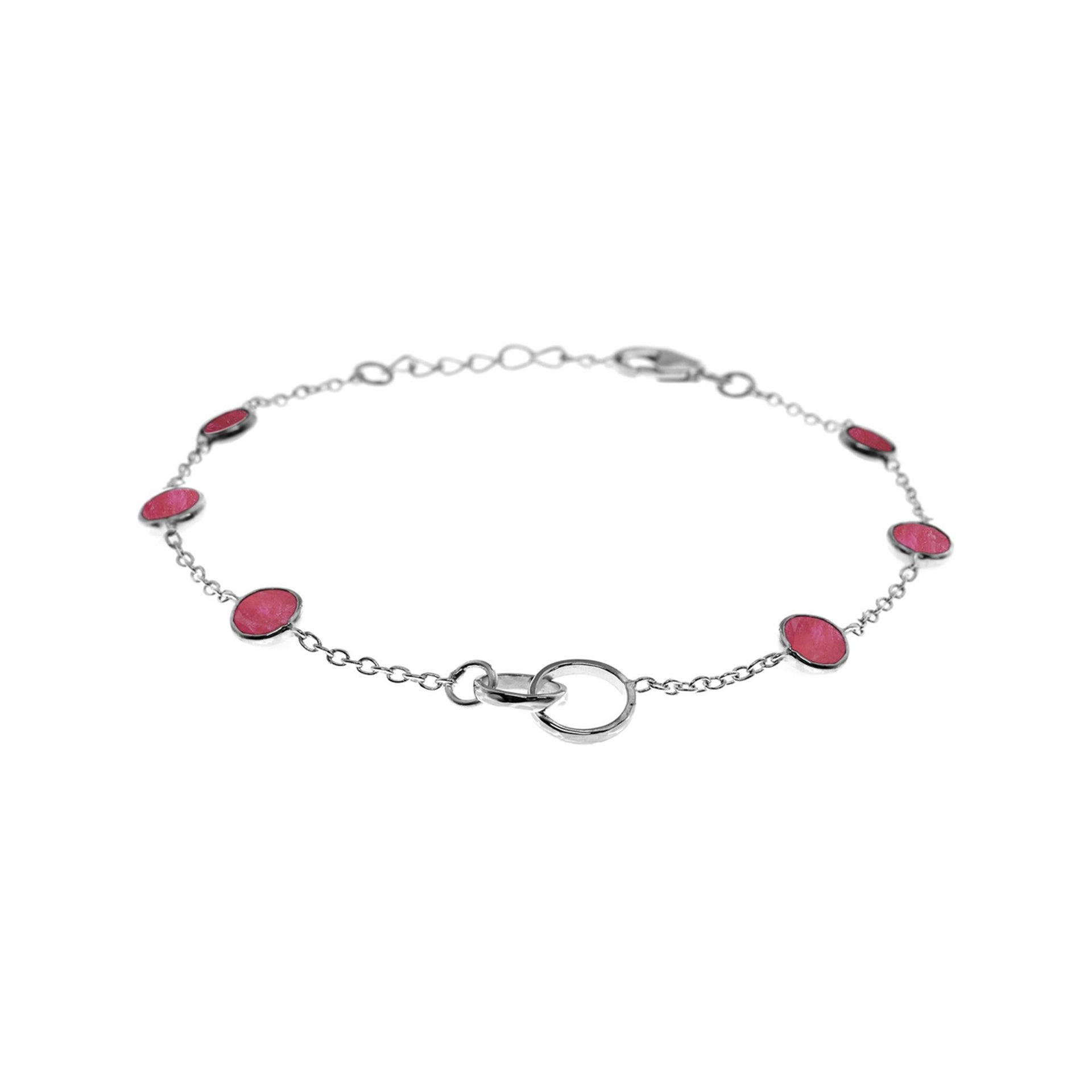 Bridget ruby quartz double centre link silver bracelet