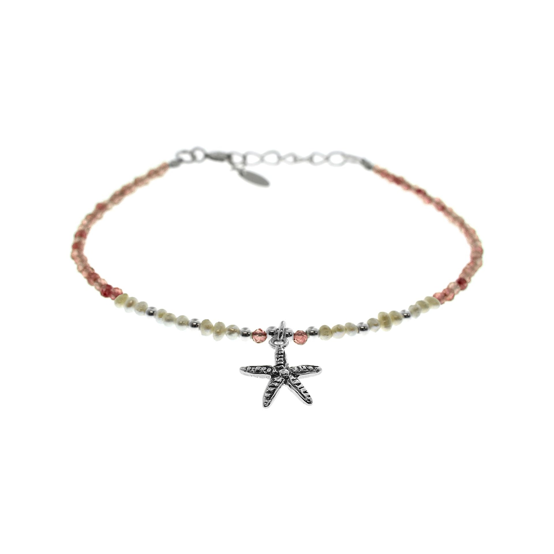 Avianna rhodonite & freshwater pearl starfish bracelet