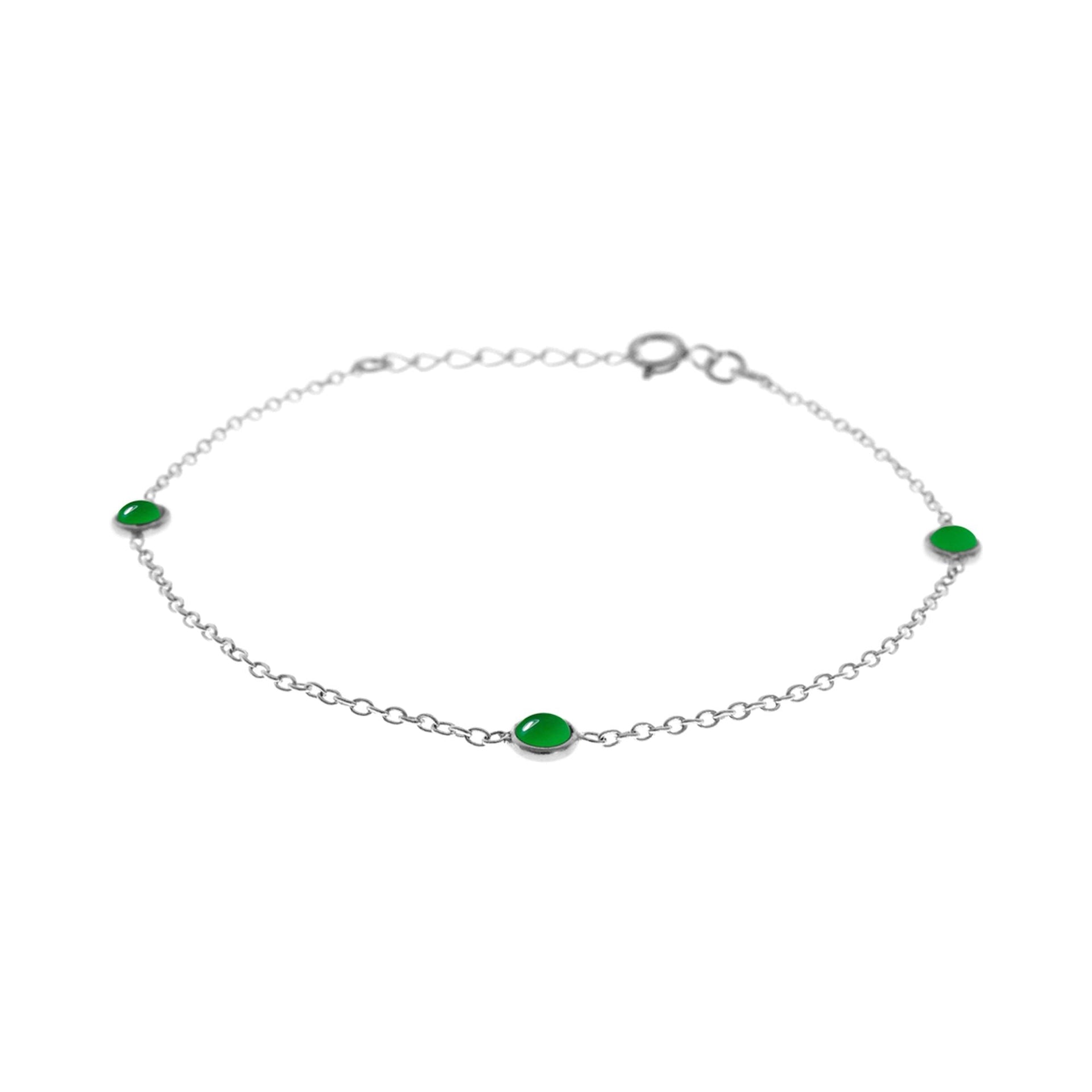 Bridget three stone green agate chain bracelet