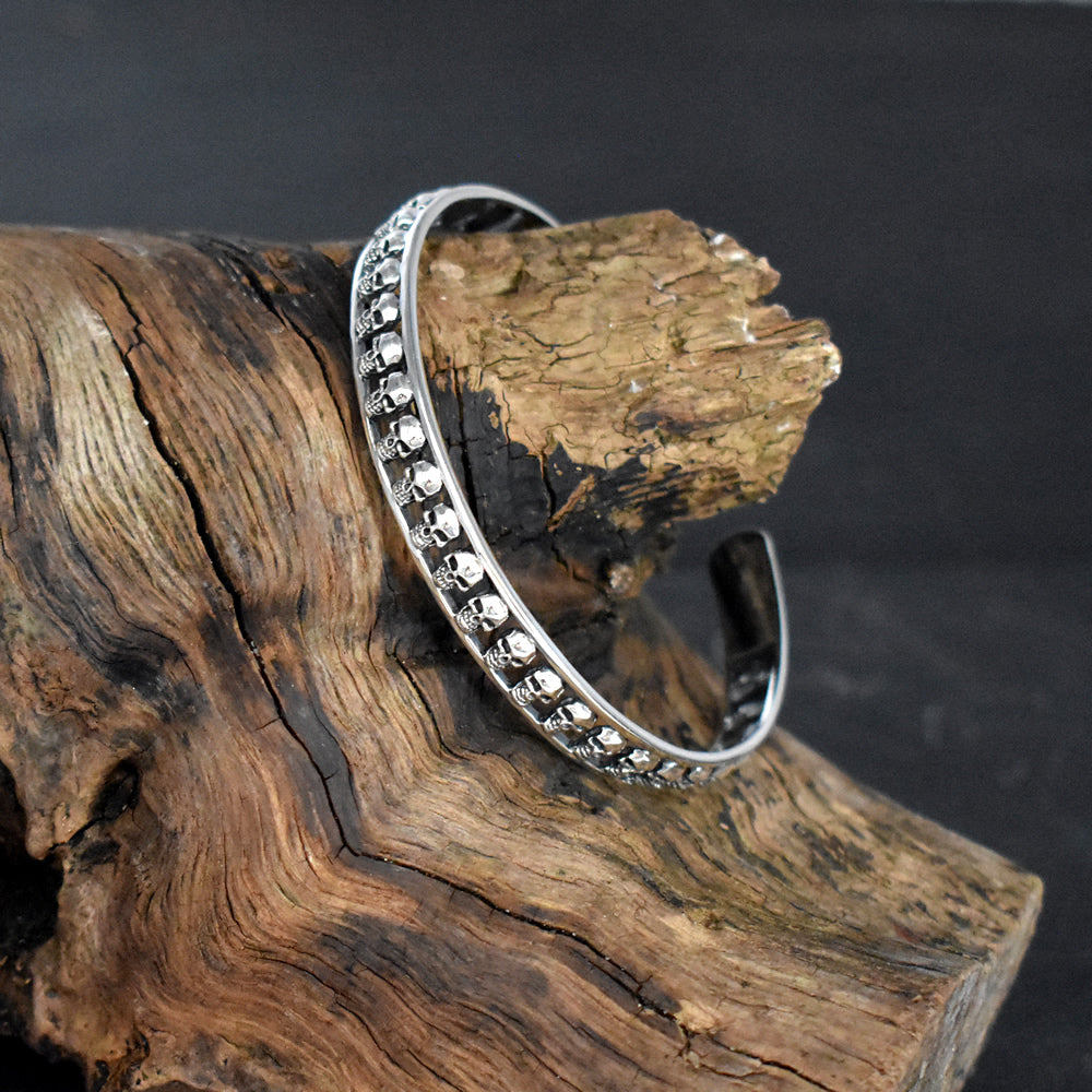 Harley row of skulls bangle