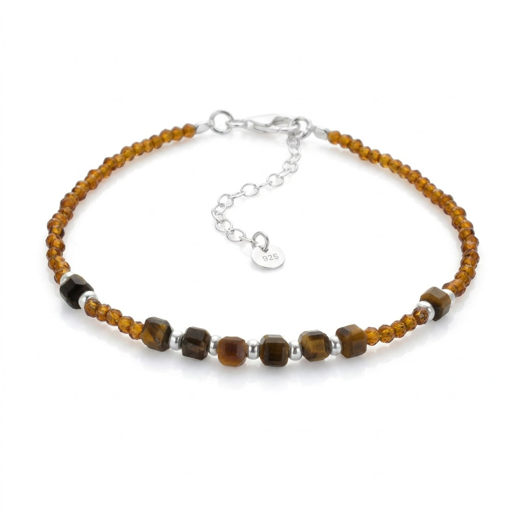 Jaelyn tiger's eye and cubic zirconia bracelet