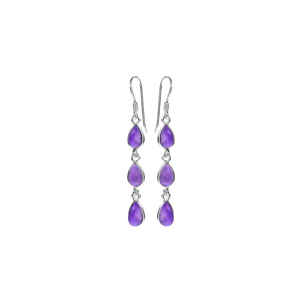 Bridget triple teardrop amethyst earrings