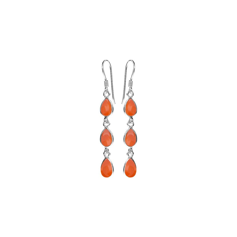 Bridget triple teardrop carnelian earrings