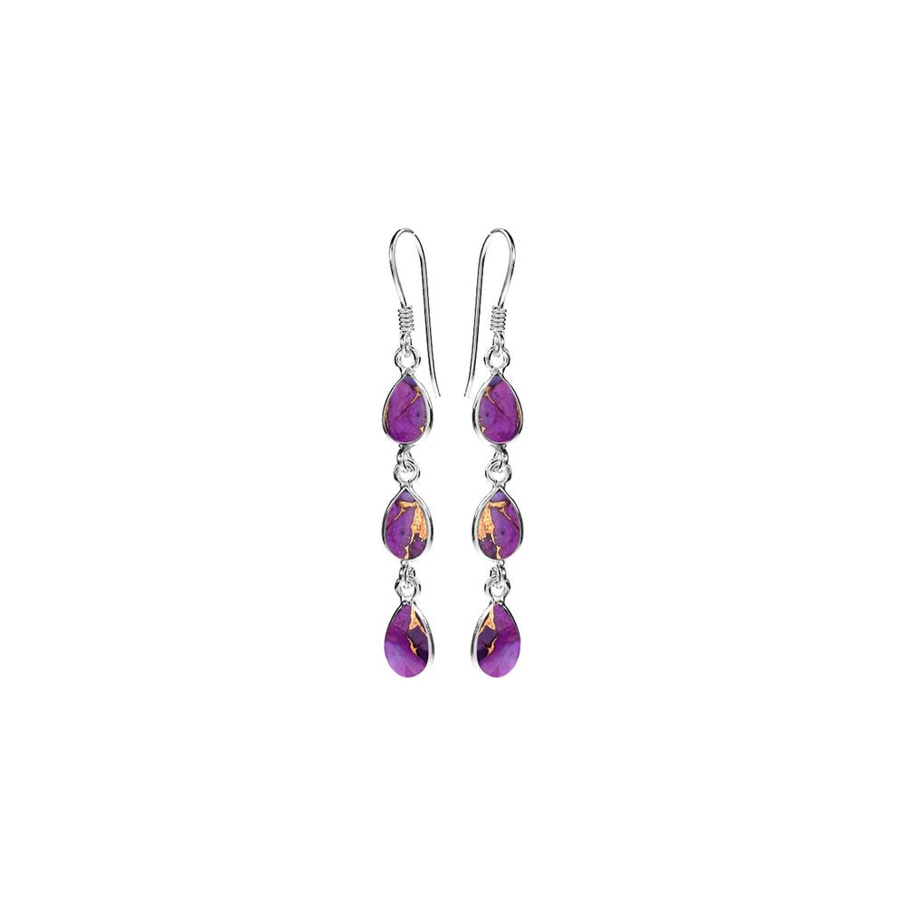 Bridget triple teardrop purple mohave earrings