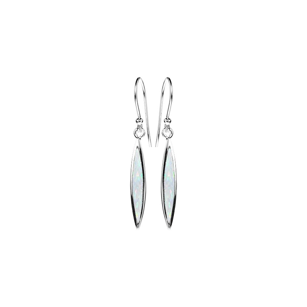 Diana slim marquis white opal earrings