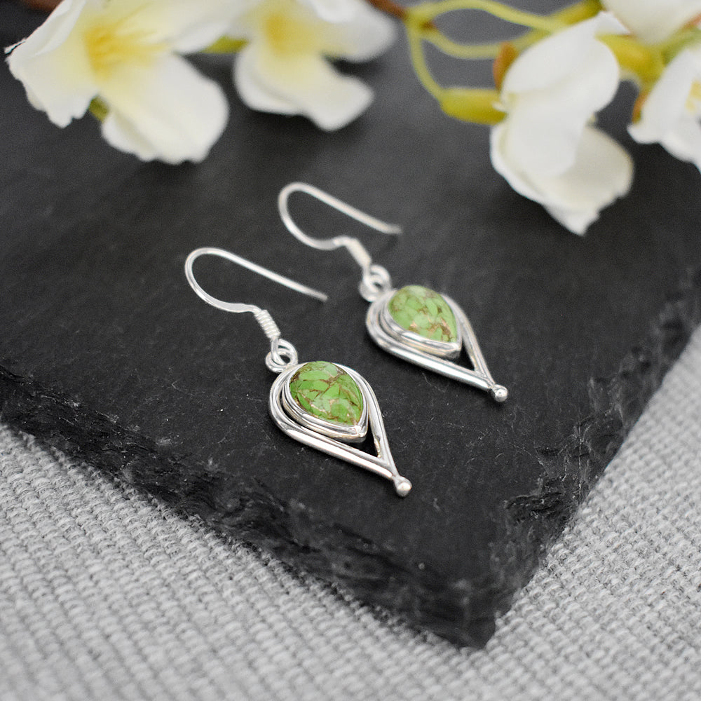 Amy green mohave teardrop earrings