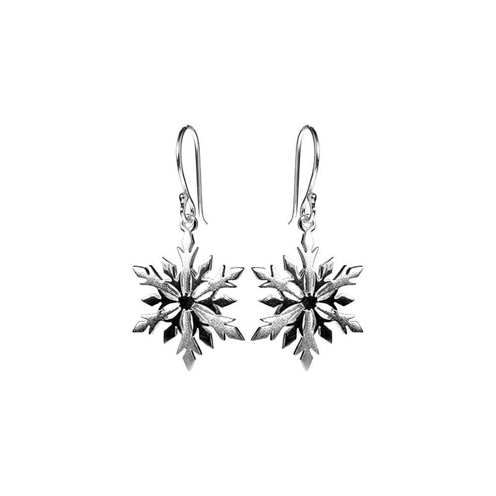 Cora satinised snowflake earrings