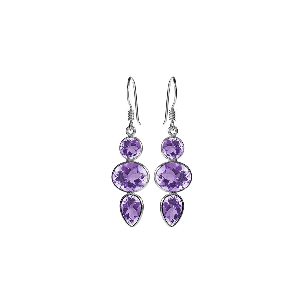 Bridget mixed shapes faceted amethyst earrings