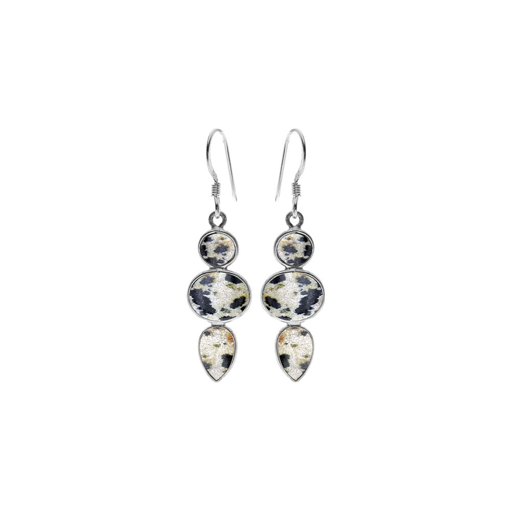 Bridget mixed shapes dalmatian jasper earrings