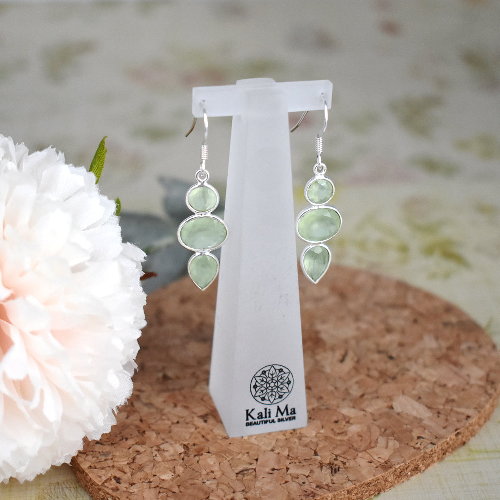 Bridget mixed shapes prehnite earrings